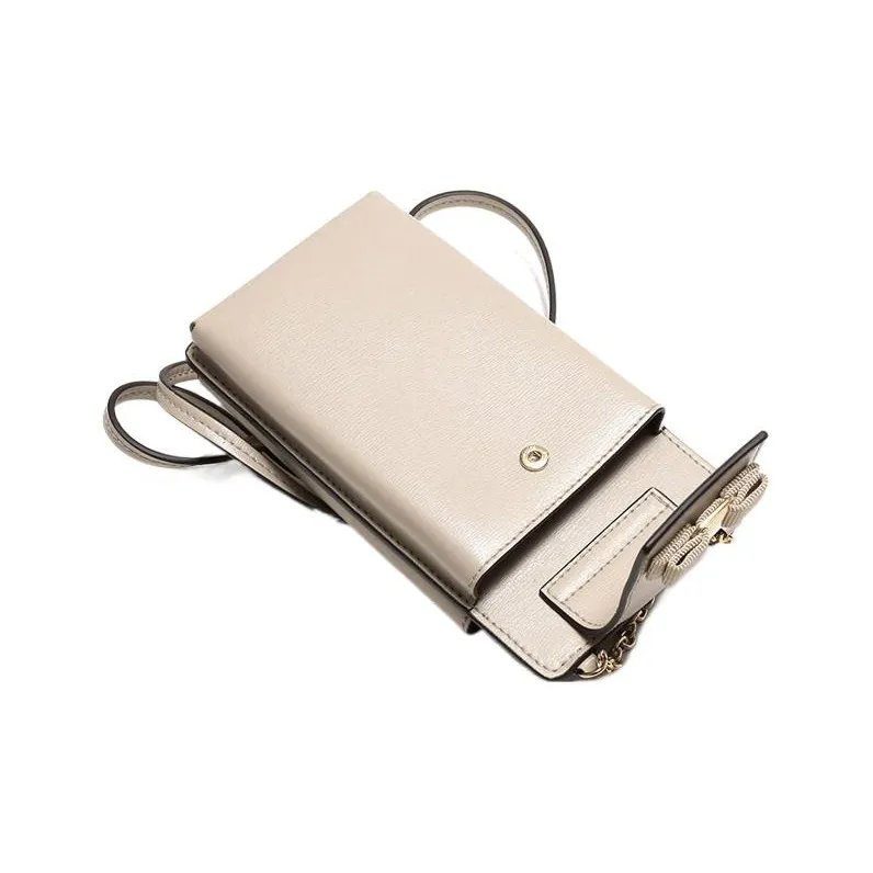 FERRAGAMO Vara Cow Leather Cell Phone Pouch, Shoulder Bag Women's Milk Tea-6