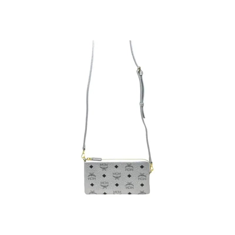 MCM Logo Crossbody Bag Monogram Silver-2