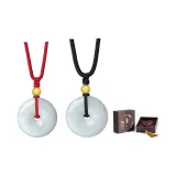 Jadeite Peaceful Buckle Pendant+Gold Bead, 1 Pair+Heritage Box