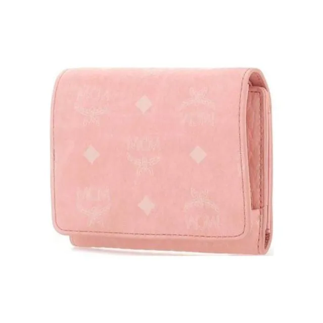 MCM Nappa Leather Trim Card Holder, Wallet Mini Women's Pink-1