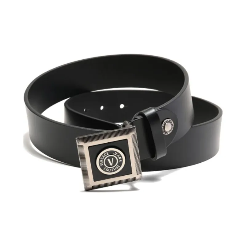 VERSACE JEANS COUTURE SS23 Cow Leather Trimmable V EMBLEM Belt, Width 3.8cm Men's-3