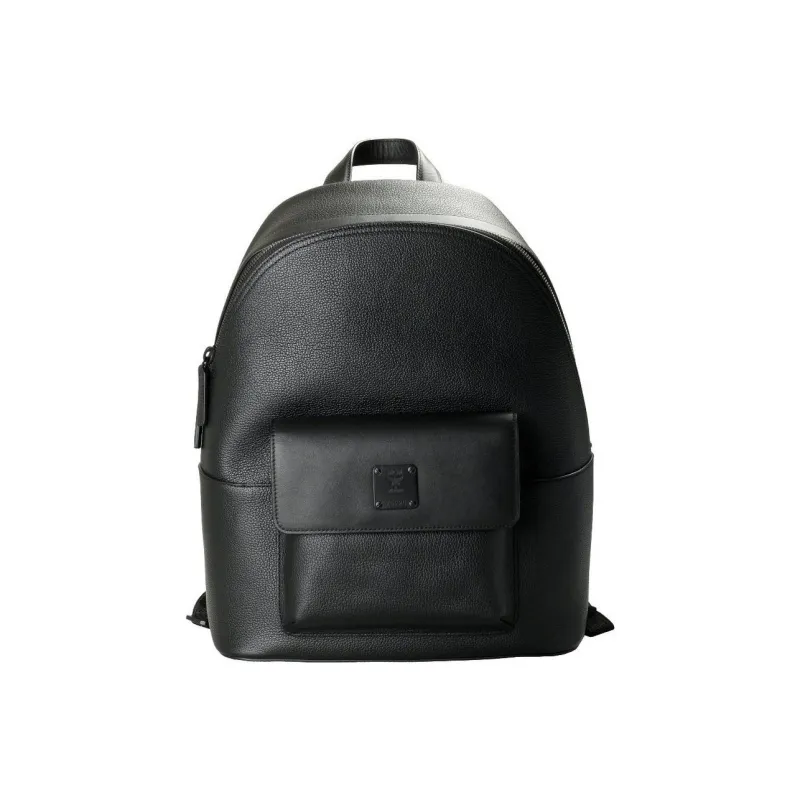MCM Stark Visetos Leather Backpack Medium Size Men's Black-0