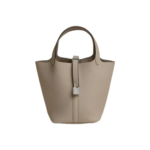 hermes item Picotin Lock Clemence Bullock Leather Basket Bag Handbag 18 Women's 81 Gris Tourterelle Dove Gray