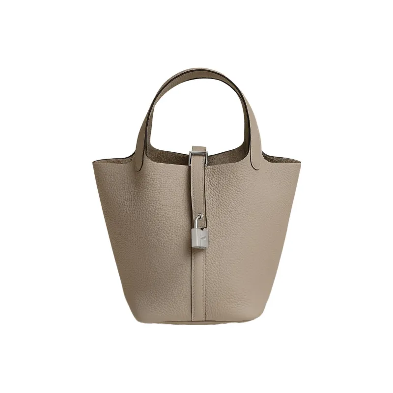 HERMES Picotin Lock Clemence Bullock Leather Basket Bag Handbag 18 Women's 81 Gris Tourterelle Dove Gray-0