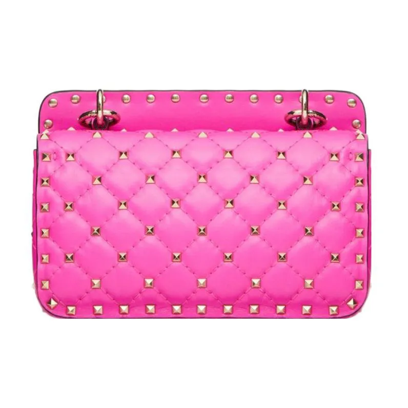 Valentino ROCKSTUD SPIKE Napa Lambskin Shoulder Bag, Crossbody Bag Small Size Women's Rose Red-3