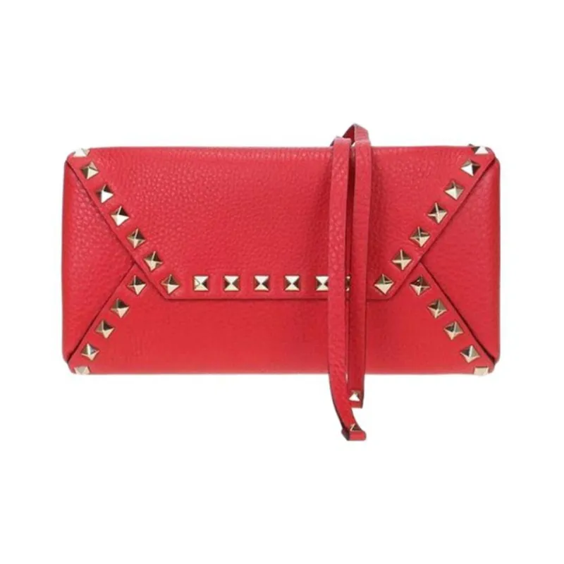 Valentino Calfskin Bucket Bag Portable Crossbody Bag Shoulder Bag Women's Red-4