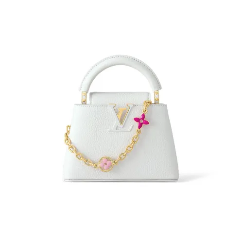 LOUIS VUITTON Capucines Taurillon Leather Kapusin Crossbody Tote Bag Over One Shoulder Mini Women's White