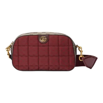GUCCI Ophidia Canvas With Leather Crossbody Bag, Shoulder Bag Women's Red