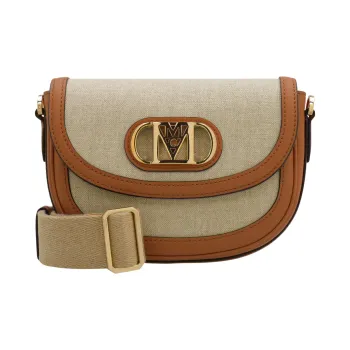 MCM Mode Travia Fabric Cow Leather Patchwork Combo Bag Handheld Shoulder Bag Crossbody Bag Mini Women's Brown Cognac