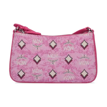 MCM Aren Fabric With Leather Shoulder Bag Crossbody Bag Shoulder Bag Women's Pink
