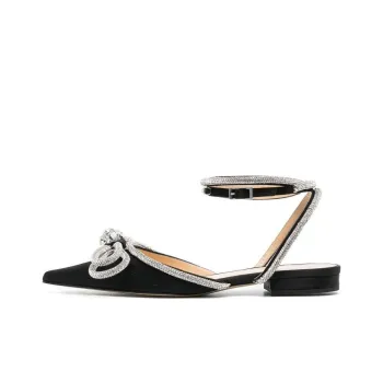 MACH & MACH Double Bow Satin Ballerina Shoes