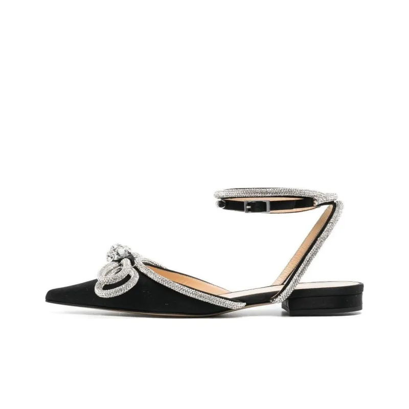 MACH & MACH Double Bow Satin Ballerina Shoes-0