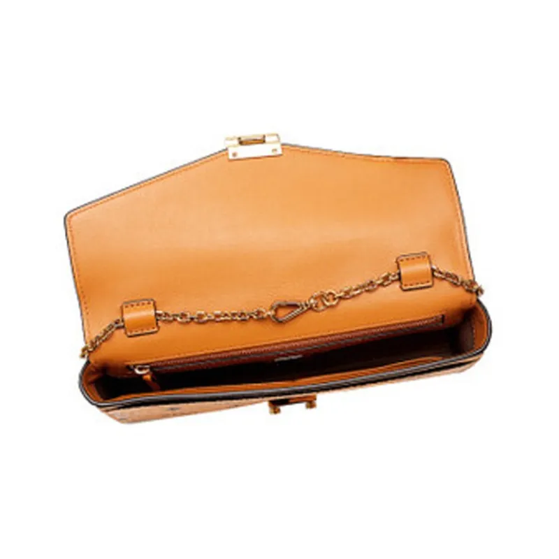 MCM Millie Visetos Coated Canvas Envelope Bag Handheld Shoulder Bag Crossbody Bag Medium Size Women's Brown/Cognac-4