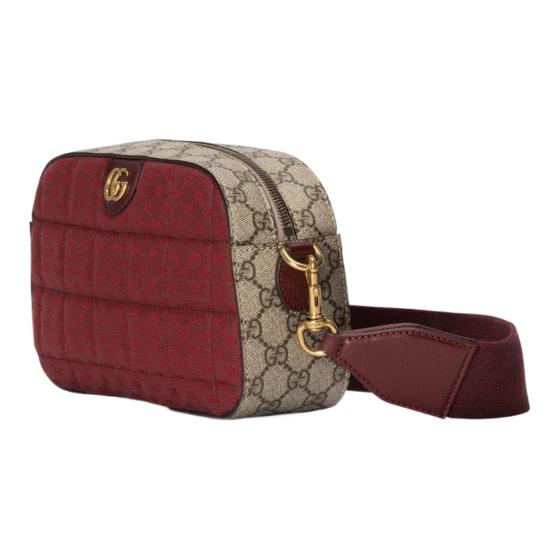 GUCCI Ophidia Canvas With Leather Crossbody Bag, Shoulder Bag Women's Red-1