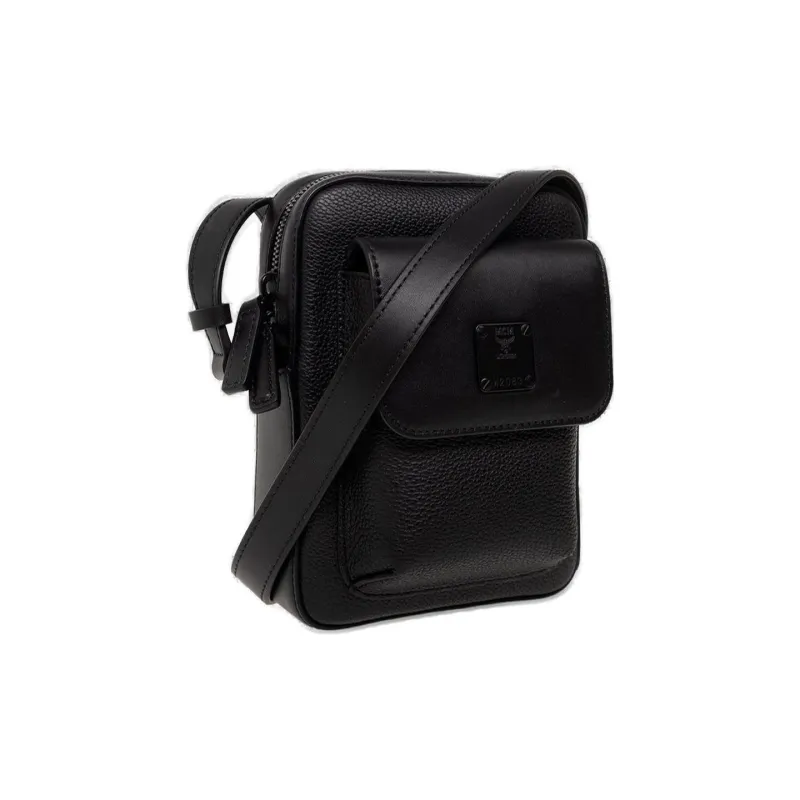 MCM Klassik Visetos Leather Shoulder Bag, Crossbody Bag Mini Men's Black-1