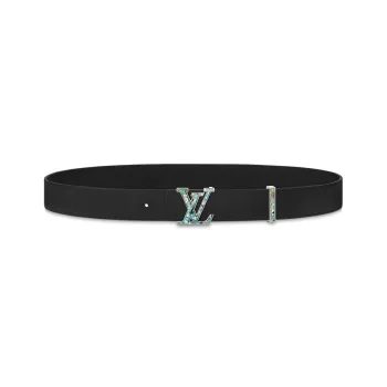 LOUIS VUITTON Cow Leather Belts Unisex Black Width 3.5cm
