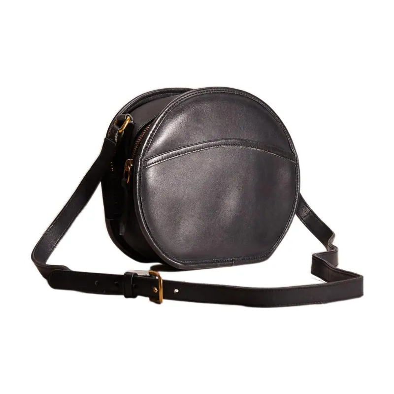 COACH Leather Round Bag, Shoulder Bag, Crossbody Bag Medium Size Women's Black-1