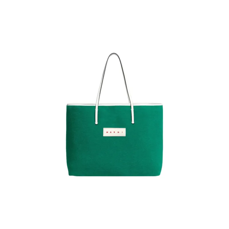 MARNI Wool Felt Tote Bag Shopping Bag Handbag Small Size Men's Green-0