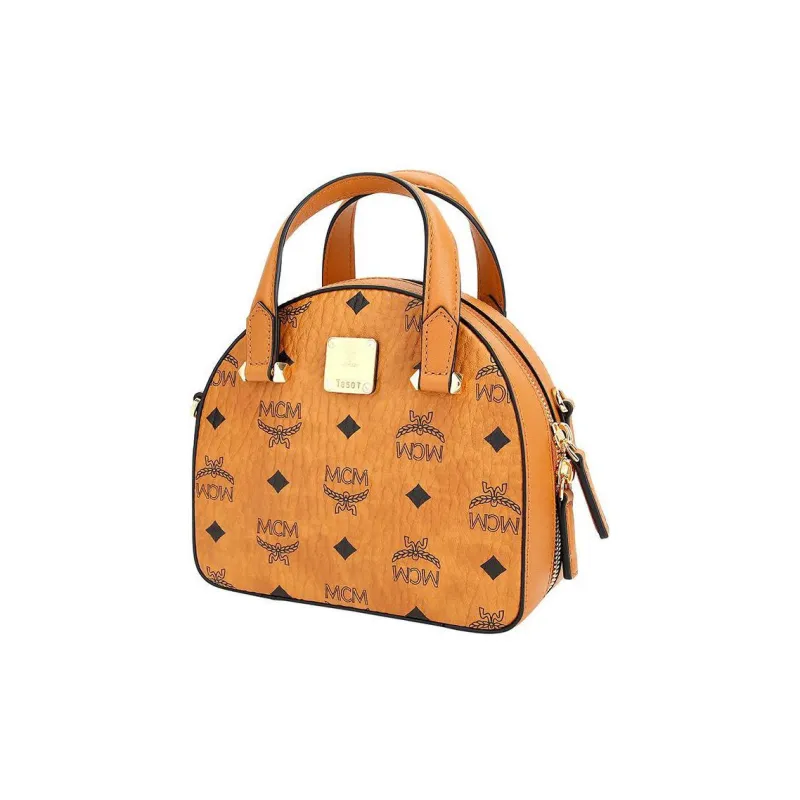 MCM Essential Half Moon Tote Visetos Mini Cognac-1