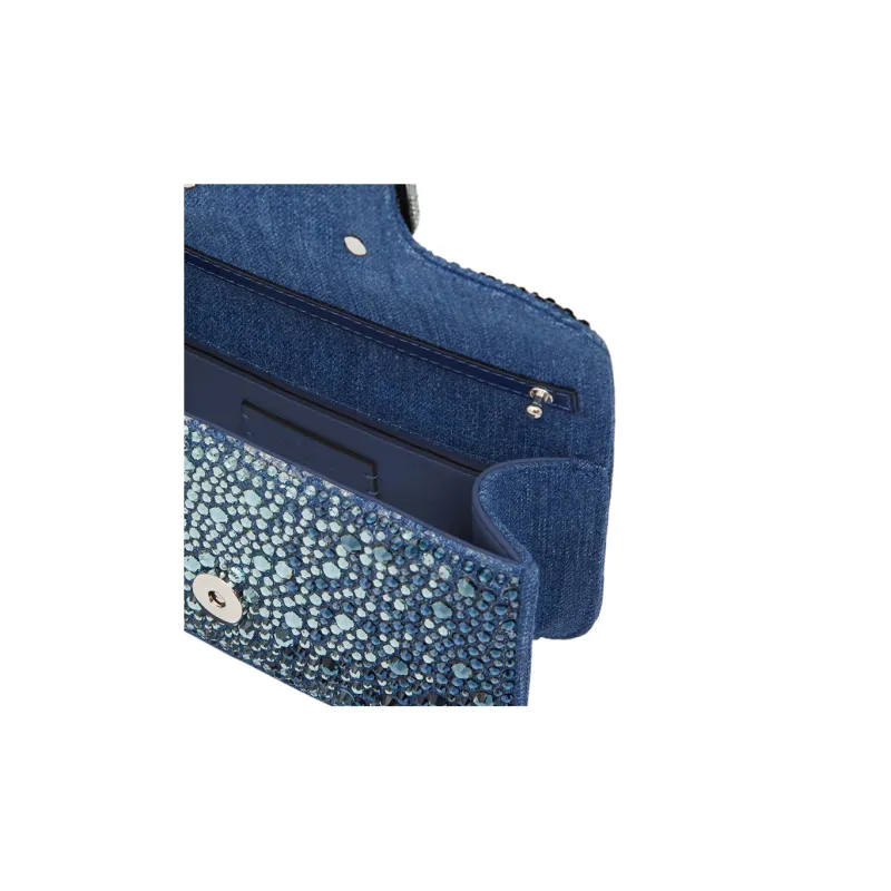 Valentino Locò Denim Handbag, Shoulder Bag Trumpets Women's Blue-5