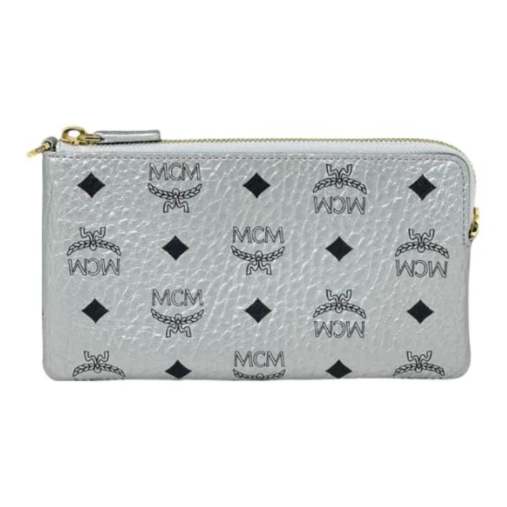 MCM Logo Crossbody Bag Monogram Silver-0