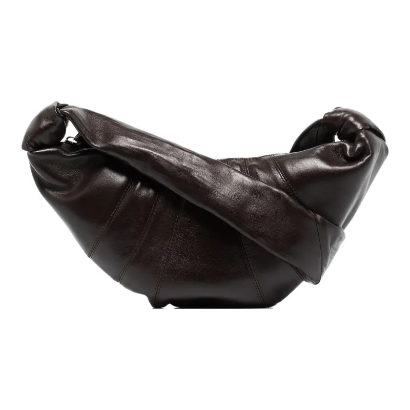 Lemaire Croissant Series Leather Croissant Bag Handbag Shoulder Bag Crossbody Bag Small Size Women's Dark Chocolate-1