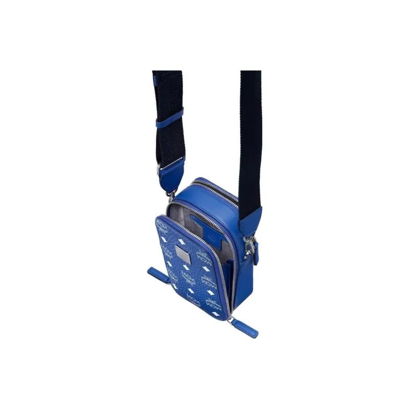 MCM Visetos Crossbody Camera Bag Blue/White-3