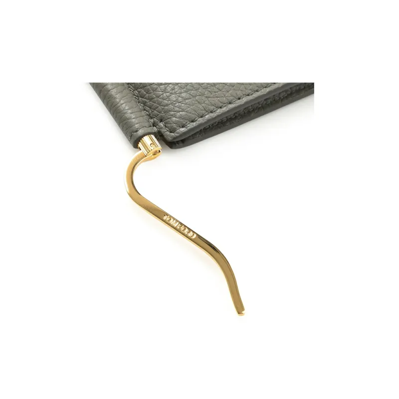 TOM FORD Calfskin Leather Wallet Men's Gray White-4