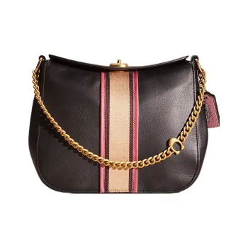 COACH Hobo Leather Hobo Bag Handbag Shoulder Bag Women's Black