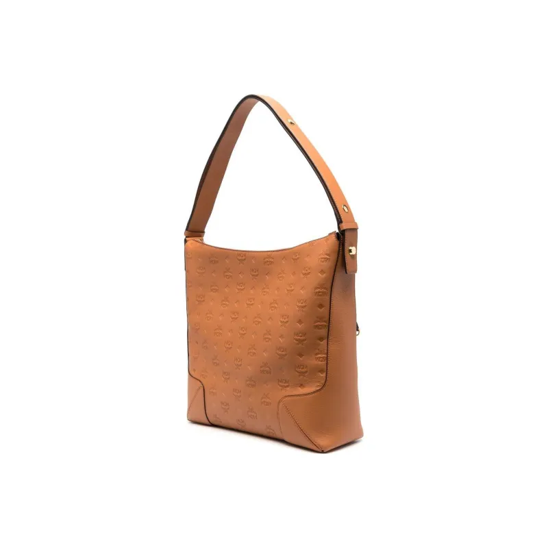 MCM Aren Full Grain Nappa Leather Hobo Bag, Handbag, Shoulder Bag Medium Size Women's Brown-1