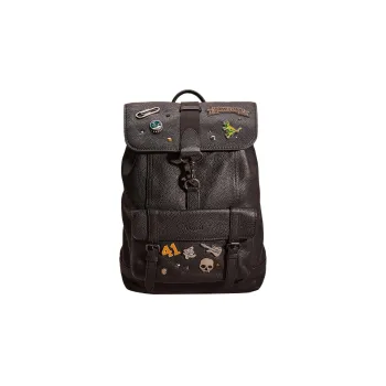 COACH Bleecker Pebbled Leather Backpack Large Size Men's Black