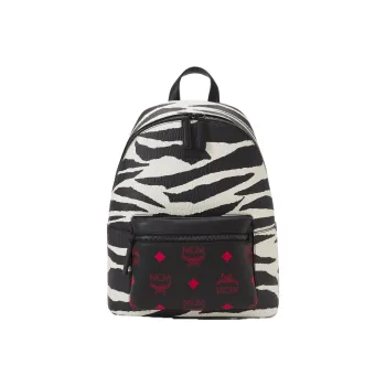 MCM Canvas With Nappa Leather Backpack Small Size Women's Black/White