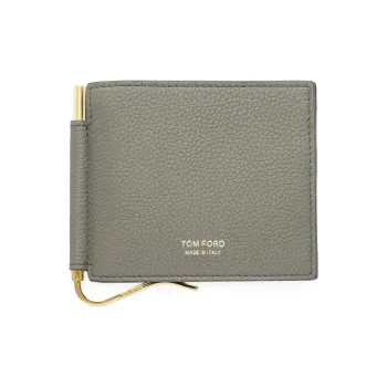 TOM FORD Calfskin Leather Wallet Men's Gray White