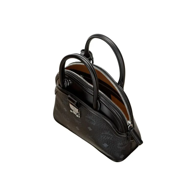 MCM Tracy Visetos Coated Canvas With Leather Trim Shoulder Bag, Crossbody Bag, Handbag Small Size Women's Black-4