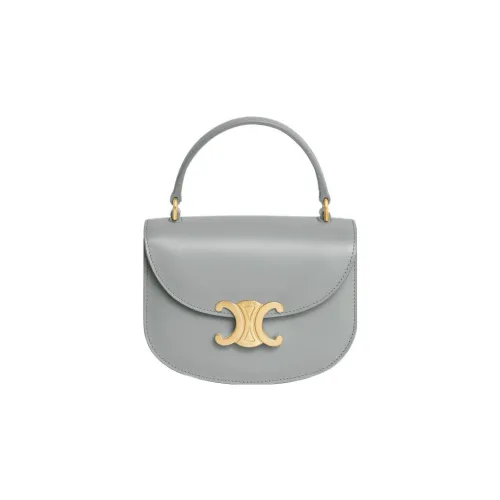 celine moyen Triomphe Shiny Cow Leather Shoulder Bag Crossbody Bag Handbag Mini Women's Pearl Blue