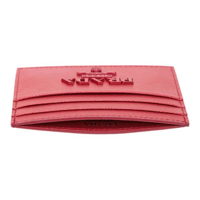 PRADA Cow Leather Card Holder Card Holder Women's Rose Red-4