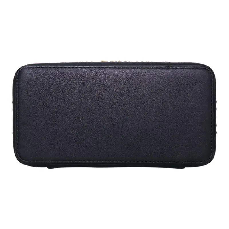 MCM Leather Box Bag Makeup Bags Shoulder Bag Crossbody Bag Women's Black-4
