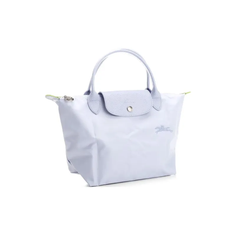 LONGCHAMP Le Pliage Green Cow Leather Trim Dumpling Bag Handbag Trumpets Women's Light Blue-1