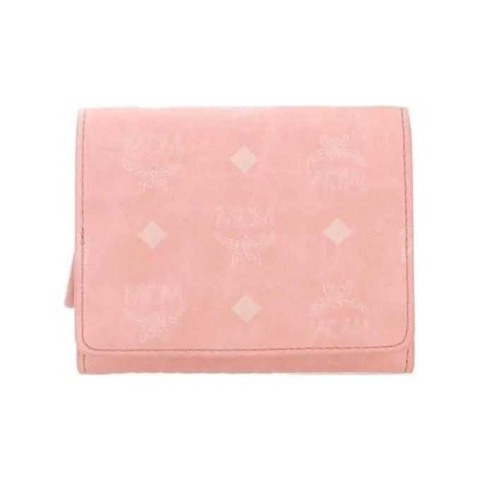 MCM Nappa Leather Trim Card Holder, Wallet Mini Women's Pink-0
