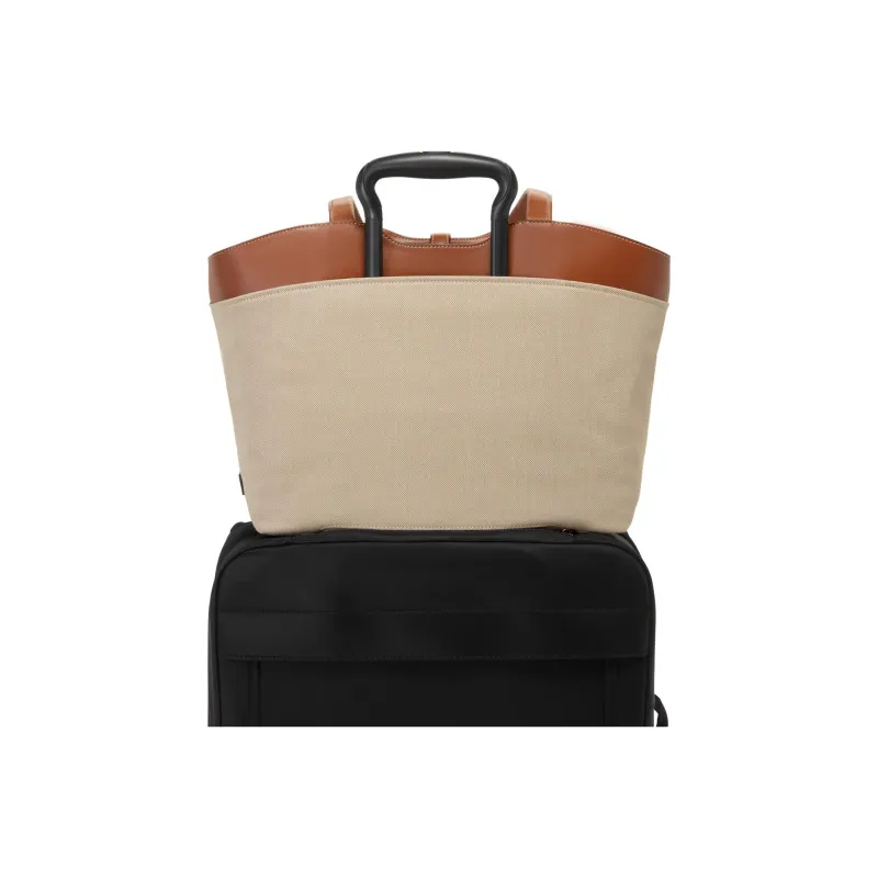 TUMI Canvas With Leather Tote Bag Shopping Bag Handbag Shoulder Bag Women's Beige & Brown-3