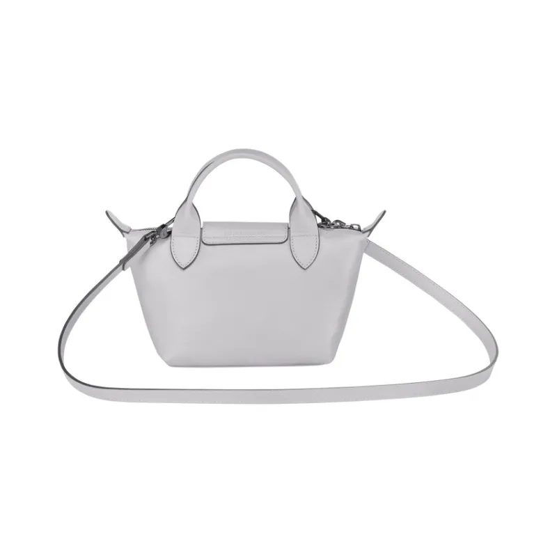 LONGCHAMP Le Pliage Cuir Sheepskin Shoulder Bag Crossbody Bag Handbag Mini Women's Gray-3
