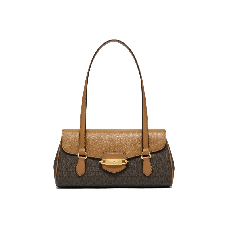 MICHAEL KORS Fleur Commute One Shoulder Handbag Medium Size Women's Acorn Brown/Black-0