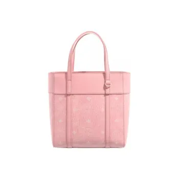 MCM Canvas With Leather Trim Basket Bag, Tote Bag, Shopping Bag, Shoulder Bag, Crossbody Bag, Handbag Mini Women's Pink