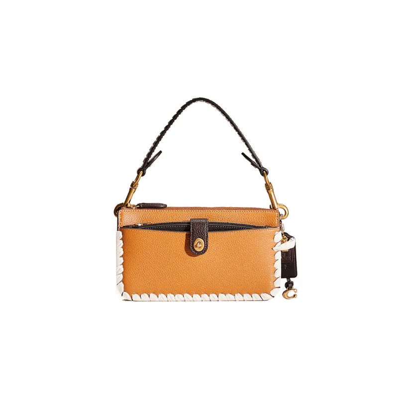 COACH NOA Leather Envelope Bag Handbag Small Size Women's Yellow-0
