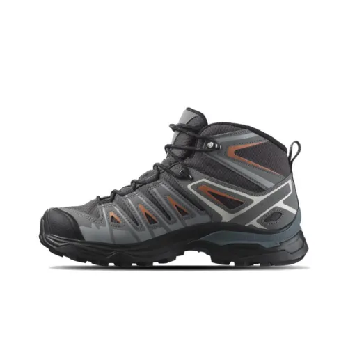 SALOMON X Ultra Pioneer Hiking / Trekking Shoes Unisex High-Top Gray/Orange