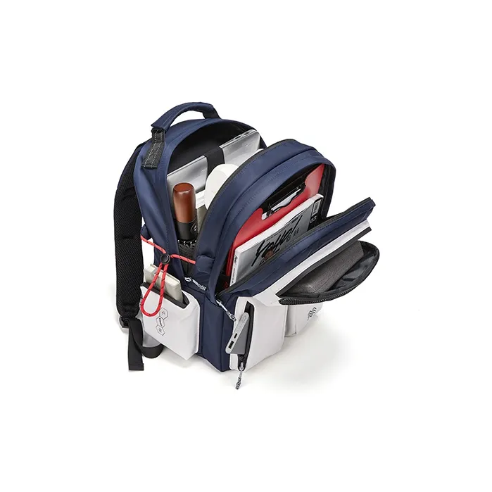 Land Gulls Nylon Fabric Backpack Laptop Bag Tubas Unisex Navy Blue/Black-6