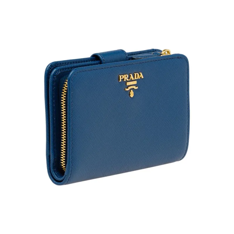PRADA Leather Wallet Small Size Women's Blue-1
