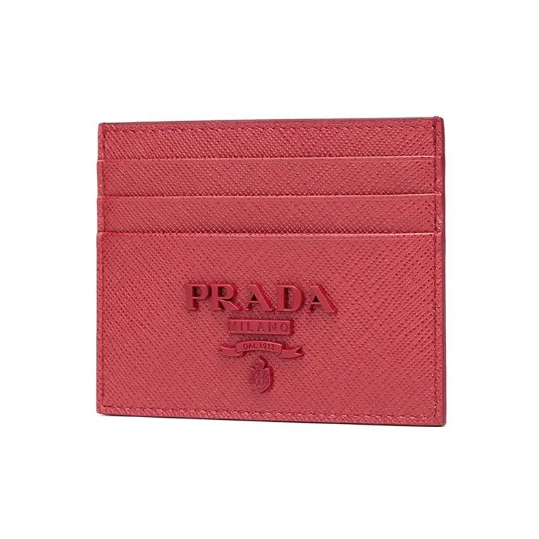 PRADA Cow Leather Card Holder Card Holder Women's Rose Red-1