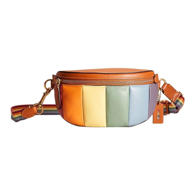 COACH Bethany Leather Sling Bags One Shoulder Crossbody Fanny Pack Small Size Women's Brown & Rainbow-0