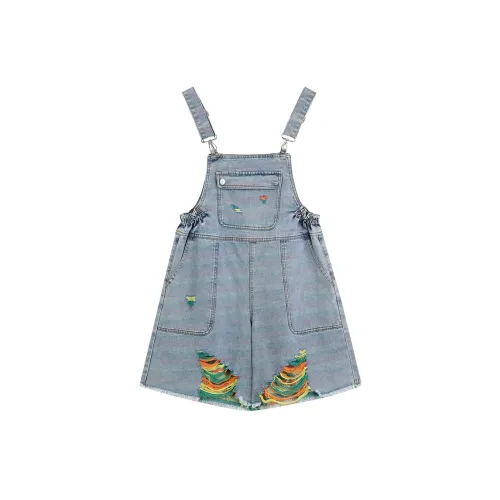 ELF SACK Denim Shorts Women's Colored Thread Denim Blue